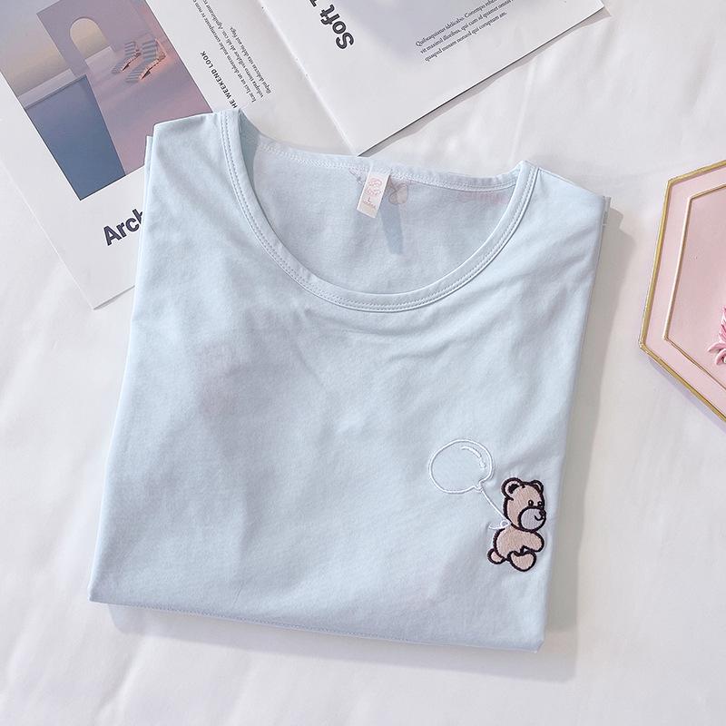 Pure Cotton Summer Nursing Nightgown for Pregnant Women - Short-Sleeve Maternity Feeding Dress