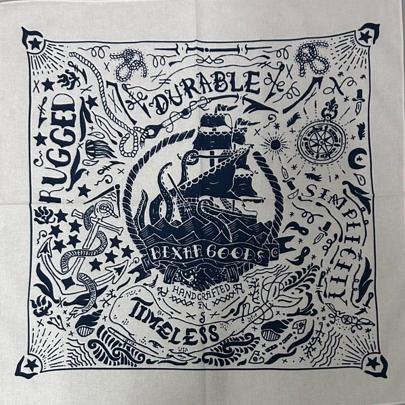 Khakifarbener quadratischer Schal aus reiner Baumwolle im amerikanischen Retro-Vintage-Stil – Herren-Hip-Hop-Kopftuch/Gesichtstuch