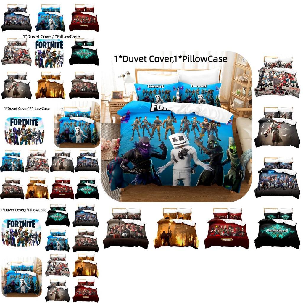 Fortnite 3-teiliges Bettwäscheset mit Digitaldruck Buntes Design Hochwertiger Stoff