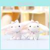 Cute Long Ear White Rabbit Plush Toy Keychain With Bow Decoration For Kids And Collectors