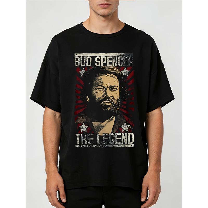 T-shirt Western Vintage Bud Spencer & Terence Hill La Leggenda Taglia Europea Uomo - Grafica Iconica delle Star del Cinema, Taglia Larga Vestibilità Ampia Traspirante