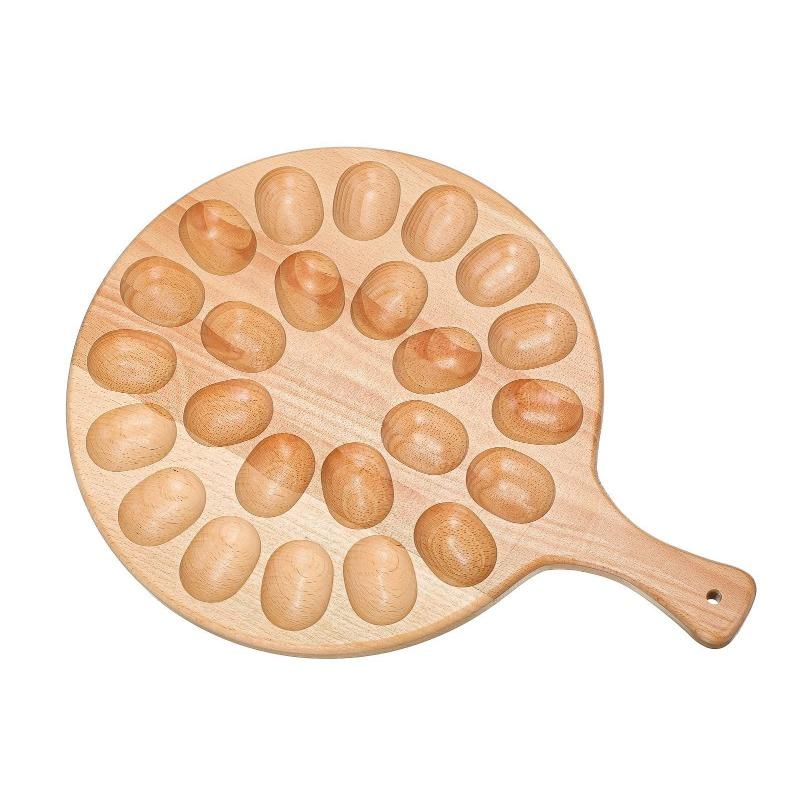 Wooden Grid Fixed Egg Rack with Handle Creative Solid Wood Multi-grid Kitchen Storage Egg Tray Display Tray 6280₽