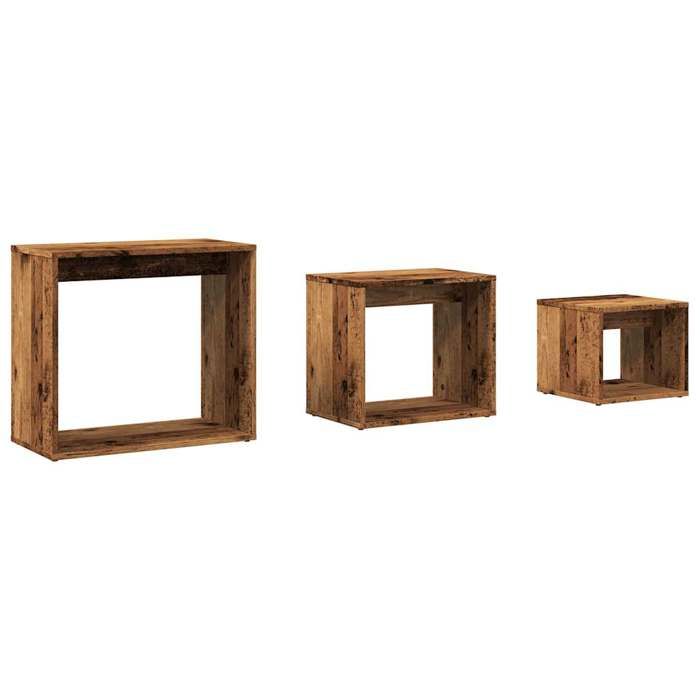 VidaXL Tables gigognes 3 pcs vieux bois bois d'ingénierie, table, table de bout, table d'appoint, tables, tables de bout, 856674