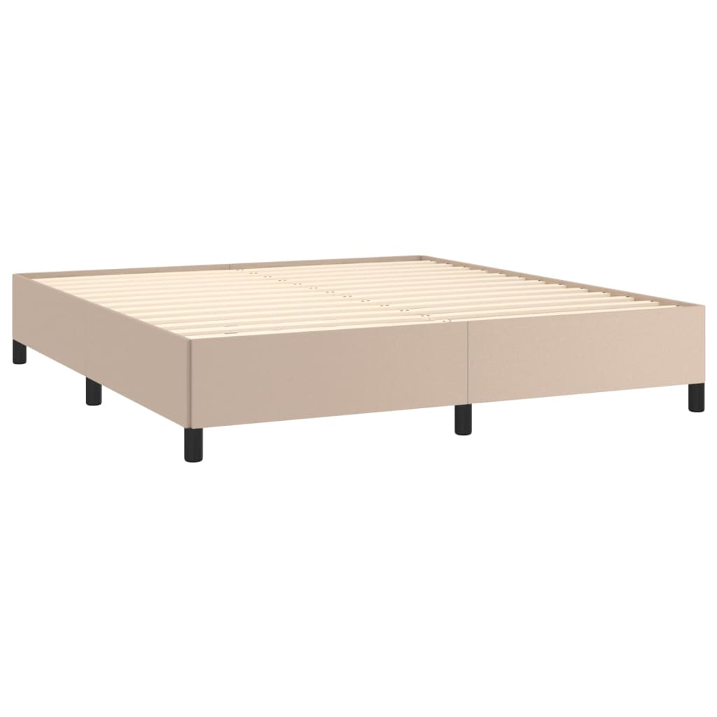 Vidaxl Bed Frame, Color Cappuccino, 160X200 Cm, Faux Leather
