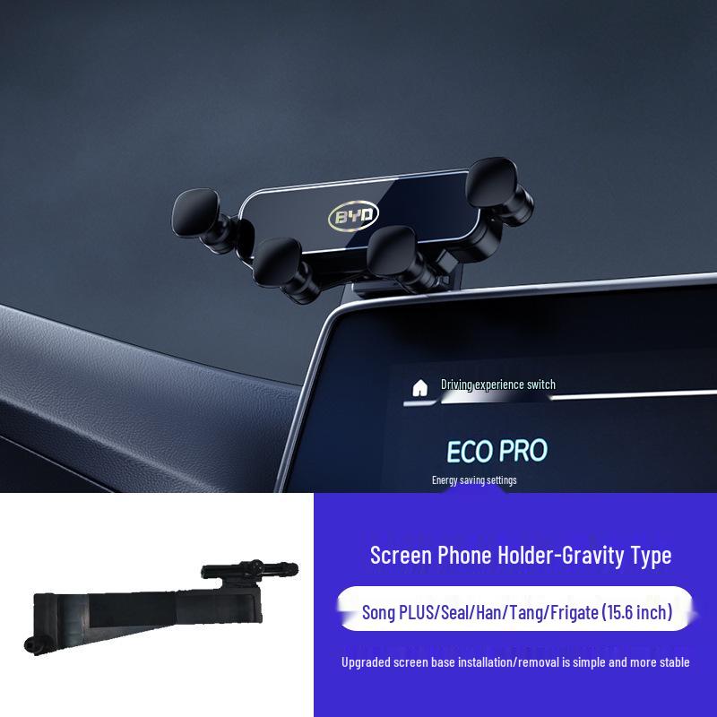 Kompatybilny z BYD Qin PLUS, Han, Tang, Yuan: Grawitacyjny uchwyt samochodowy na telefon do nawigacji i oglądania ekranu.