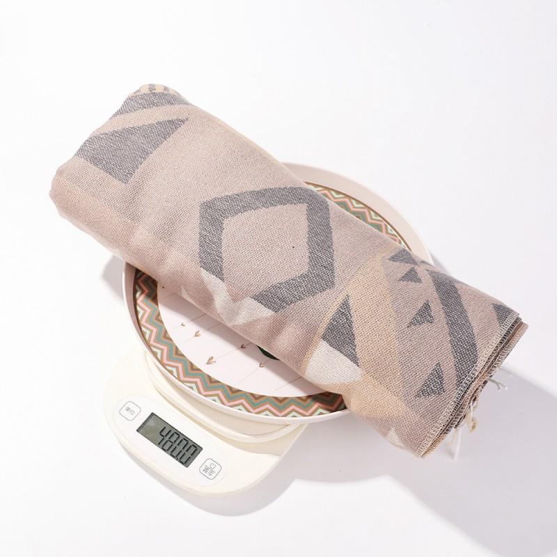 Bohemian Style Knitted Shawl With Fringe Geometric Warm Faux Cashmere Wrap Scarf Women