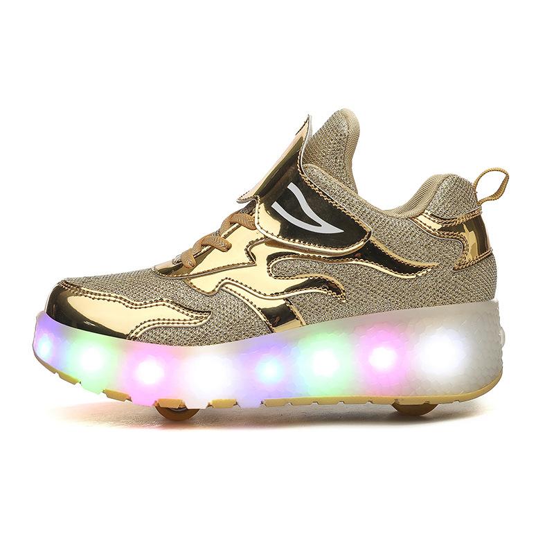 Skates LED charging model with switch runaway shoes double wheel adult lley shoes