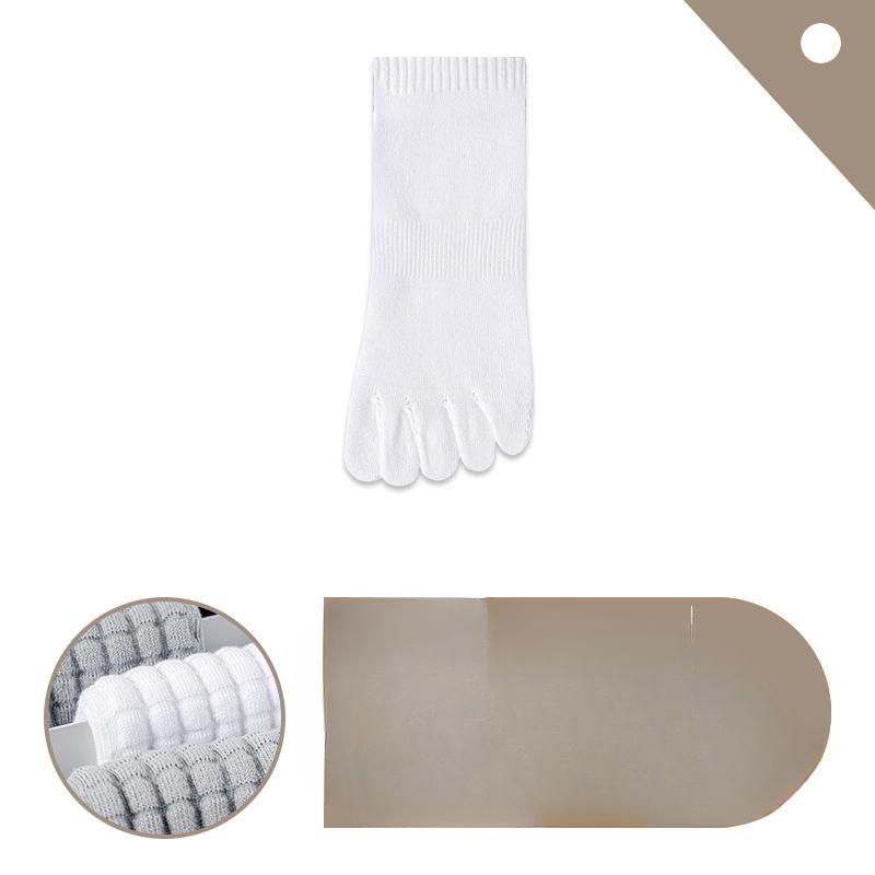 Five-fingered Socks for Men's Sports Running, White Shock-absorbing Toe Separation Socks, Thickened Towel Bottom Short Socks