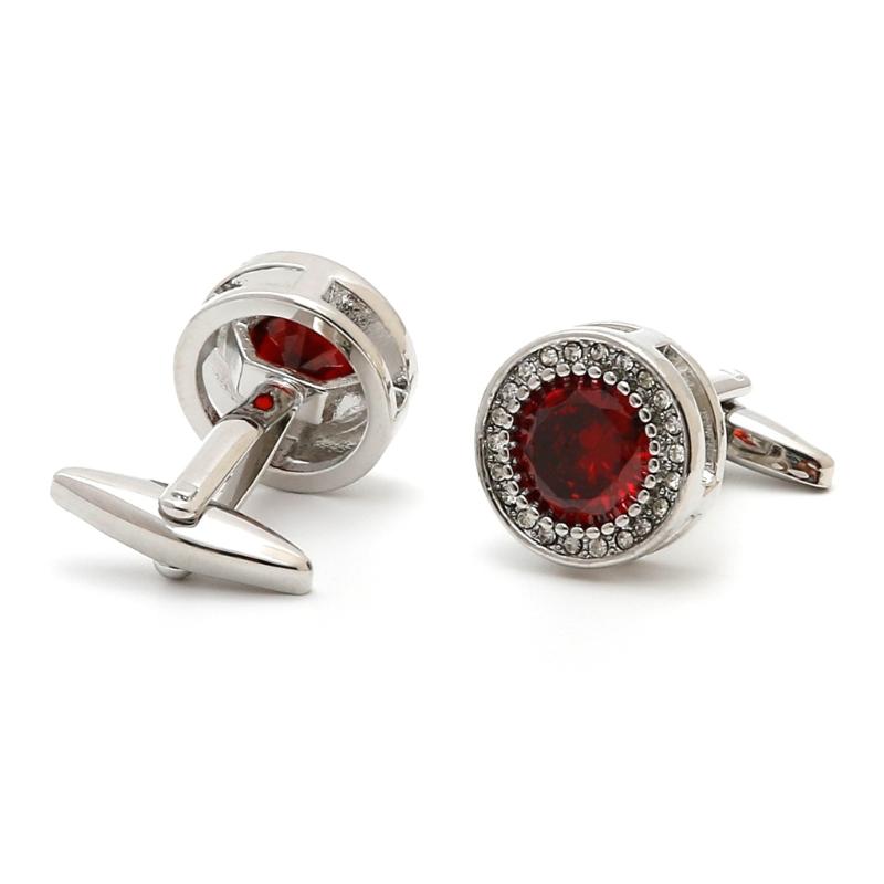 Vintage Styles Round Cufflinks with Cubic Zirconia Stones for Men in Formal and Social Event