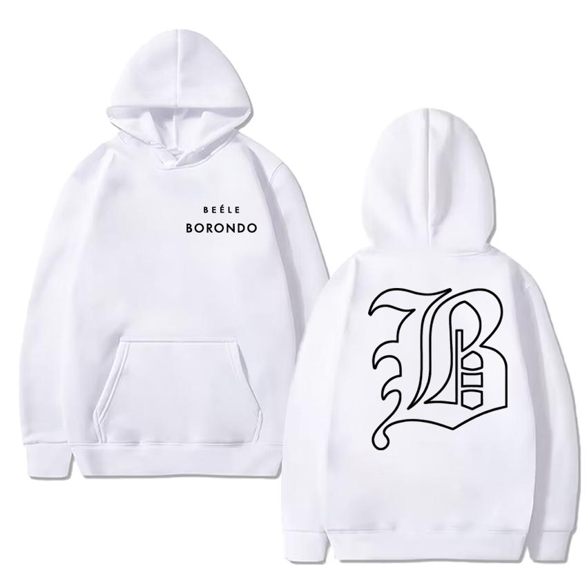 Hot Rapper BEELE Borondo Double Sided Logo Printed Black Hoodies Unisex Vintage Hip Hop Streetwear Men Women Fleece Sweatshirt