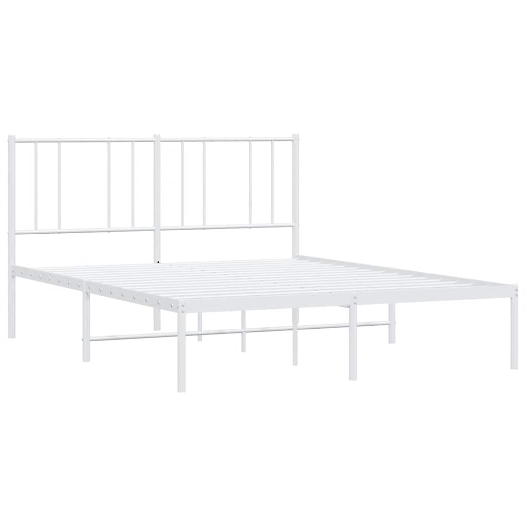 vidaXL Bed Frame with Headboard Metal White 160x200 Cm