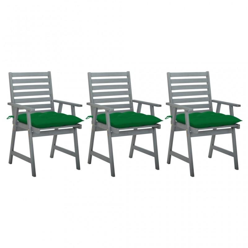 Day and Night - Day and Night Garden Dining Chairs 3 Units Solid Acacia Wood and Cushions