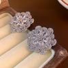 Silver Needle French Romantic Zircon Flower Earrings