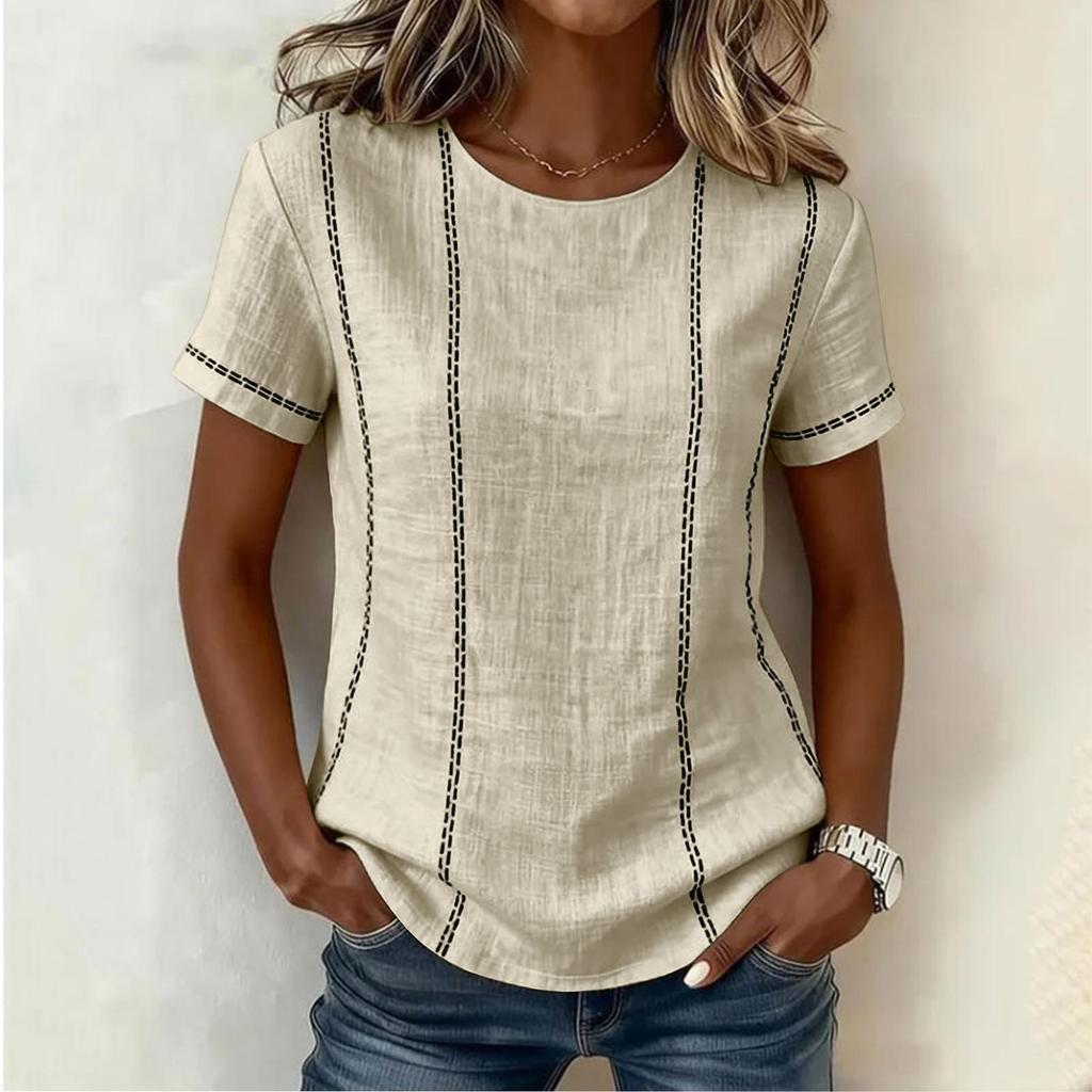 Women's Round Neck Short Sleeve T Shirt Loose Fit Casual Top Lightweight Soft Fabric Comfortable Everyday Wear