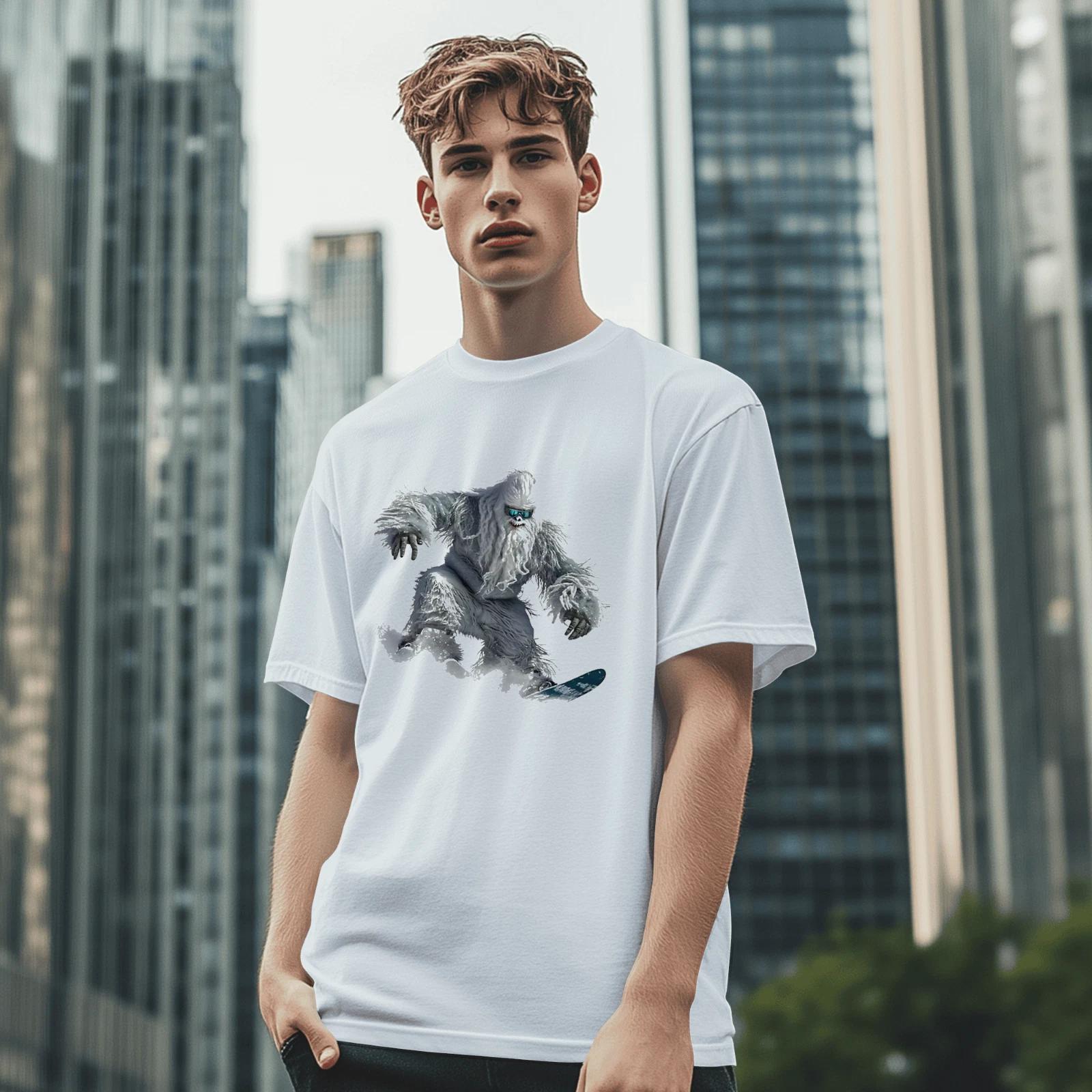 Unisex Adult Casual Graphic Yeti Snowboard T Shirt M L XL T-Shirt XL