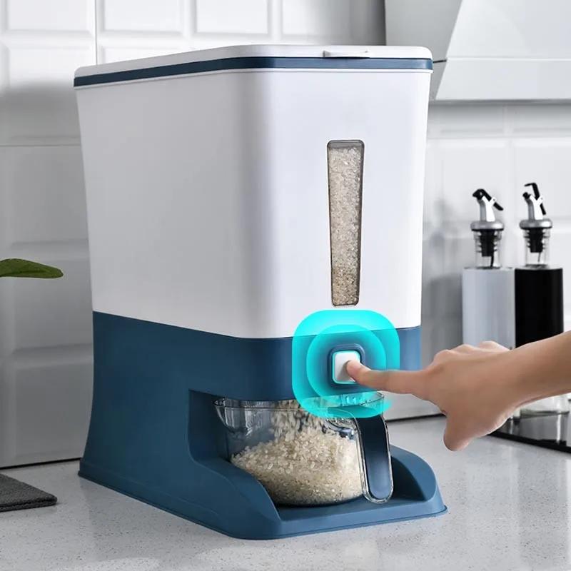 10KG Velkokapacitní kbelík na rýži Uzavíratelný box na rýži Kuchyňský kontejner na obiloviny odolný proti hmyzu a vlhkosti Úložný box na zrno a cereálie