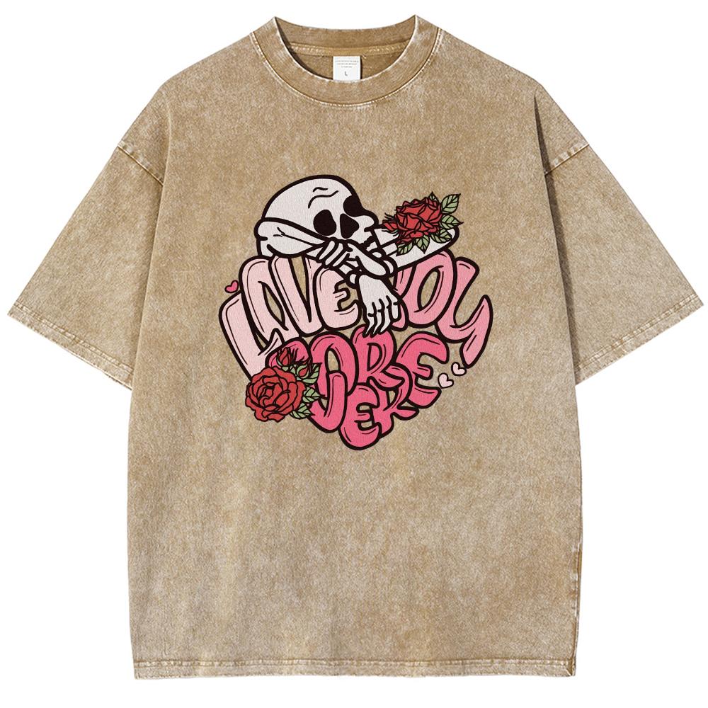 Unisex T-shirts Skull Letters Prints Washed Denim Loose Short Sleeves Simple Casual Design Clothes Summer