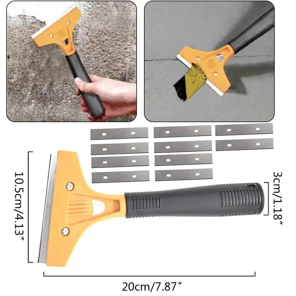 Portable Cleaning Shovel Cutter For Glass Floor Tiles Scraper With 10pcs Blades Floor Wall Seam Cement Cleaning Hand Tools