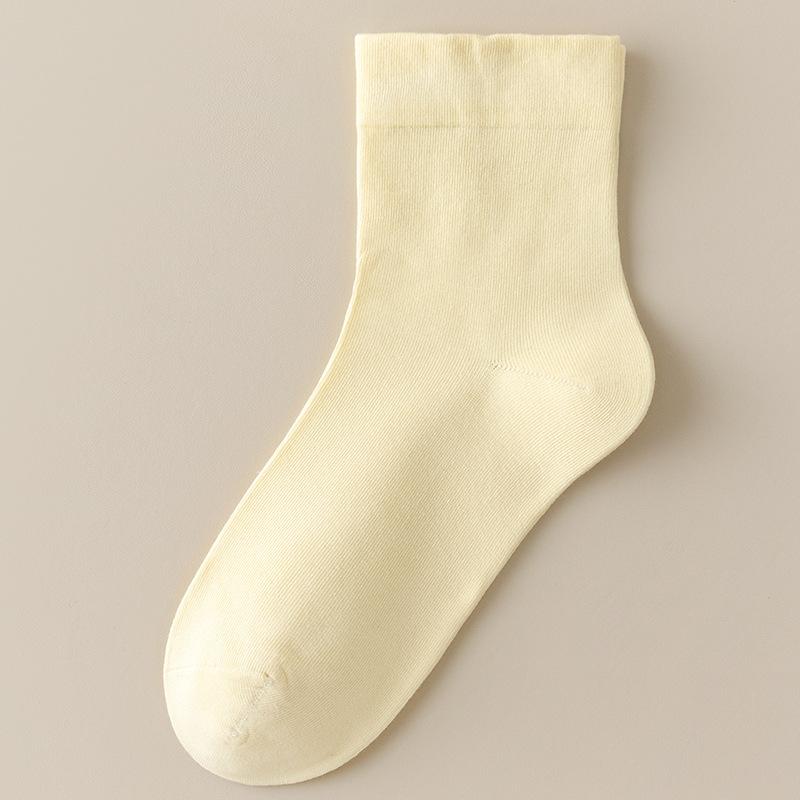 Female Spring and Summer Thin Pure Cotton Sweat Absorption Anti Pilling Pure Color Loose Boneless Tube Socks