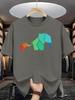 Summer Unisexs 100 Pure Cotton Casual Loose Geometric Pattern Printed Comfortable Sports Round Neck Short Sleeved TShirt Top
