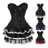 Zestaw spódnica gorsetowa dla kobiet Kwiatowy gorset typu bustier i zestaw spódnicy tutu Seksowny gorsetowy kostium babydoll w stylu wiktoriańskim Vintage na imprezę Cosplay