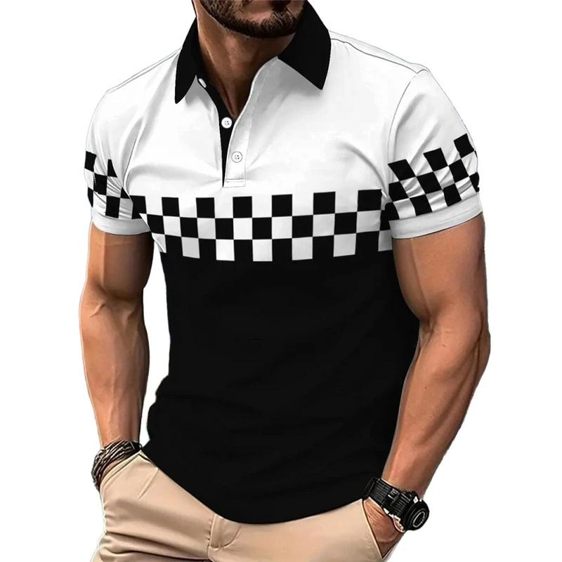 Men s short sleeved polo shirt, digital print, button up S