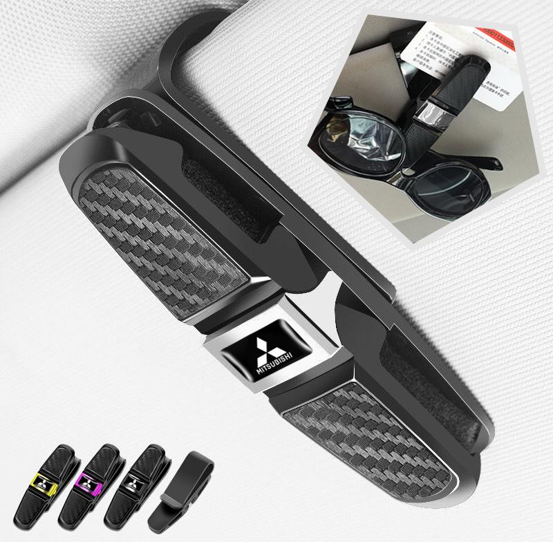 Car Sun Visor Clip 360 Rotation Sunglasses Ticket Card Clamp For Mitsubishi Lancer Mirage ASX Pajero Ralliart Jinxuan Lancer Ex