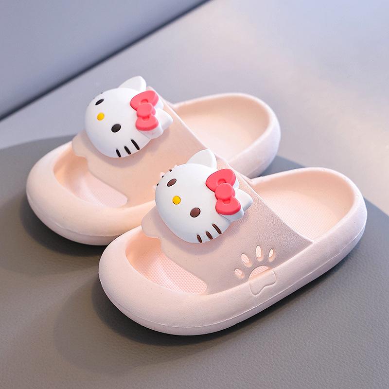 Summer Cute Kuromi Girls Kids Slippers Hello Kitty Sanrios Anime Parent-Child Kawaii Cinnamoroll Home Cartoon Non-Slip Shoes