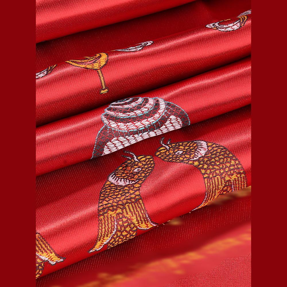 Tibetischer & Mongolischer Ritualschal mit Acht Glückssymbolen - Verdickte Fünffarbige Hada Schmuck Imitation Seide.