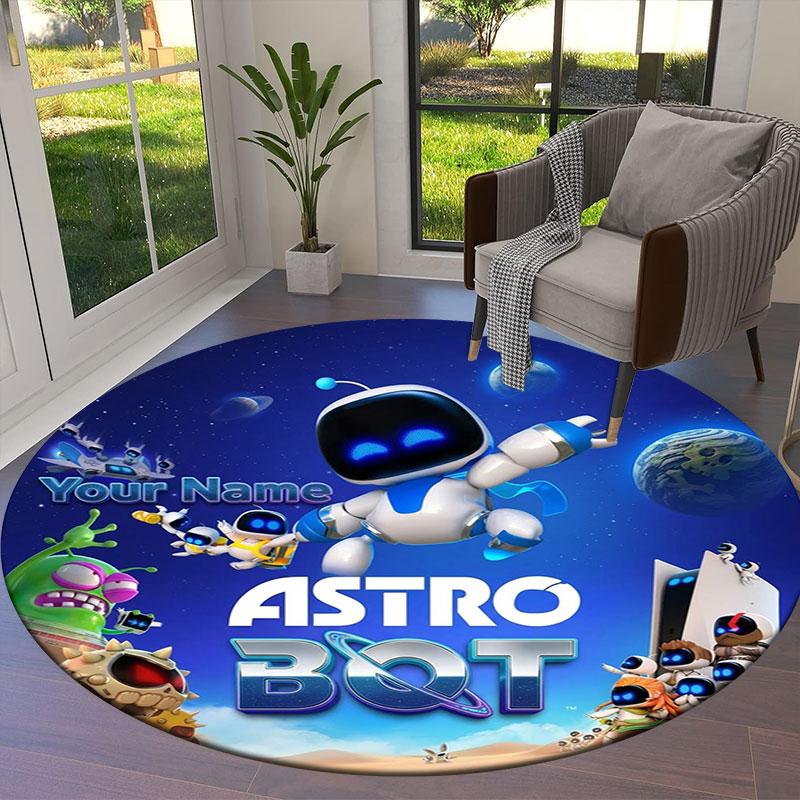ASTRO BOT Custom Name Round Area Rug,Carpet Rug for Living Room Bedroom Sofa Playroom Decor,Non-slip Floor Mat