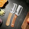 Curățător de legume de uz casnic din oțel inoxidabil cu mâner din lemn, instrument de bucătărie pentru curățat și feliat fructe și legume