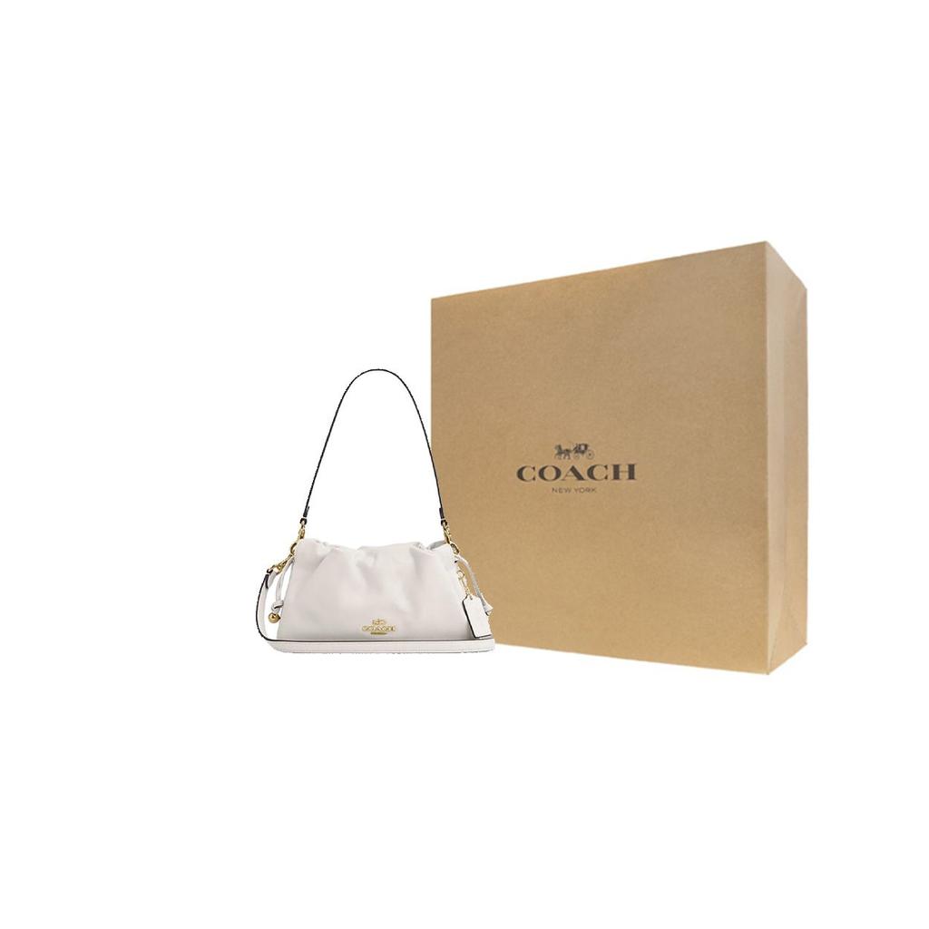 Coach Faye 26 Logo Kordelzug Magnetverschluss Leder Wolken Tasche Damen Handtaschen Kreideweiß CV529-IMCHK