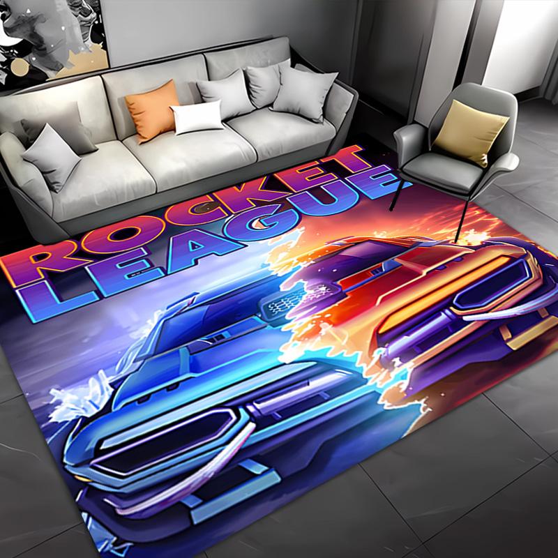 Game Rocket league -Themed Entrance Mat,Non-Slip Mat Area Rug,Room Decor,Outdoor Decor,Kitchen Rug,Doormat - Machine Washable,Easy to Clean