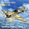 Ovly MK9 Super Spitfire Fighter 1:32 Model Building Block World War II UK Fighter Toy Compatible with Bricks Children's Birthday Gift