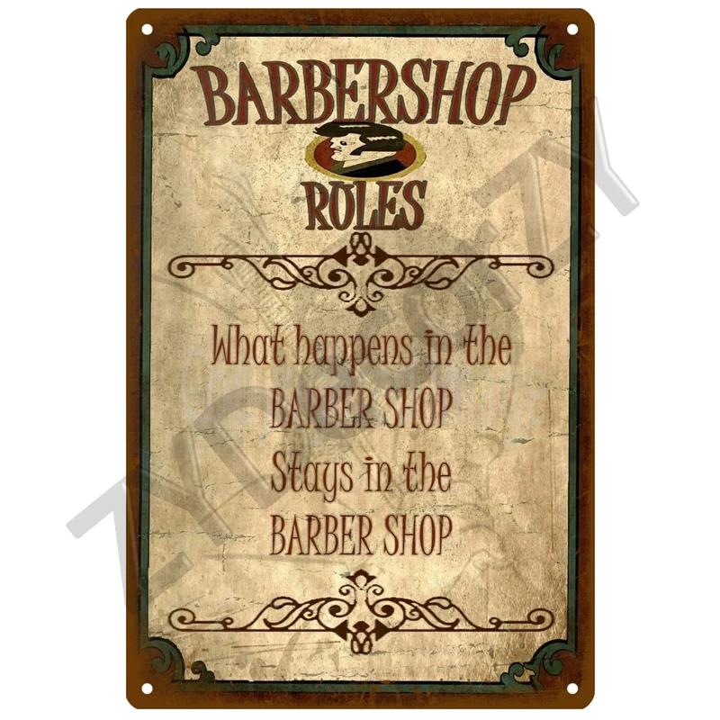 Vintage BARBER SHOP Metal Sign Poster Cafe Bar Pub Tin Sign Plaque Retro Haircut and Shave Beard Iron Plates Printing Home Decor