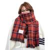 Festive atmosphere red plaid retro scarf women's winter Korean version versatile scarf to keep warm student couple shawl tide