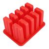 10 Cells Silica Gel Frozen Ice Cream Mold Popsicle Maker with 50 Sticks (Red)
