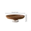 Fruit Tray with Pedestal Wooden Bowl Stainless Steel Footed Serving for Hosts, Dining
