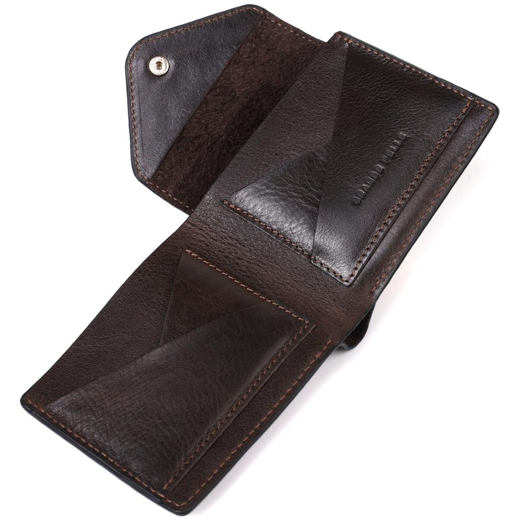 Men's Wallet with Coin Holder Made of Glossy Genuine Leather GRANDE PELLE Wallet 16807 Brown