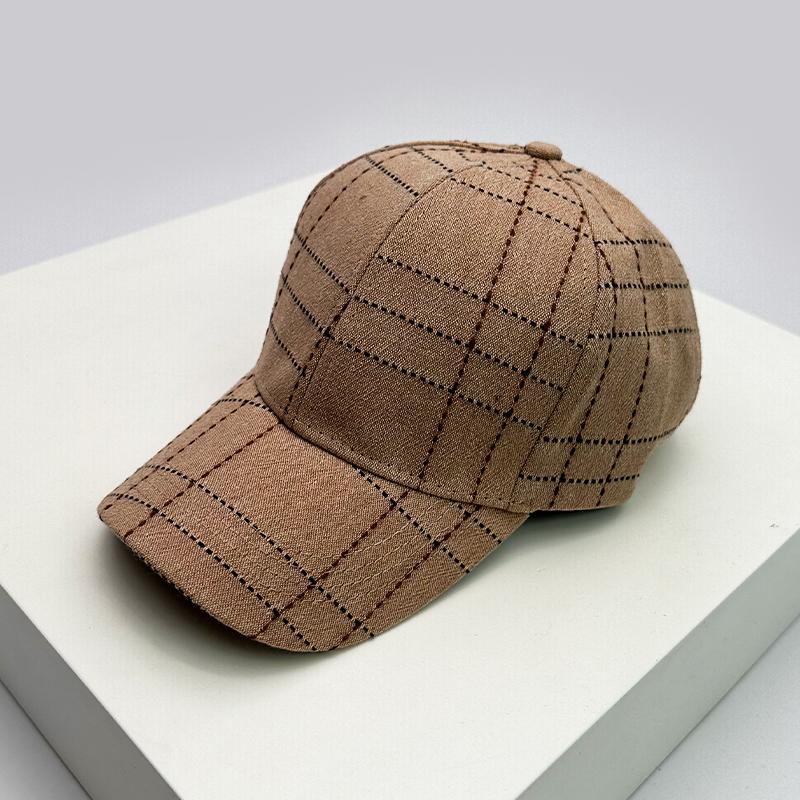 Autumn and Winter Men Women New Versatile Stripe British Baseball Caps Check Fashion Cotton Warm Soft Houndstooth Retro