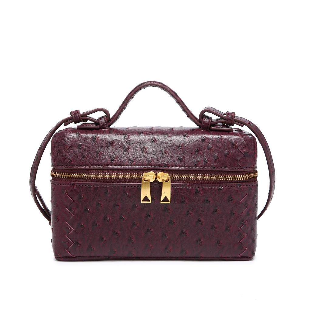 Bag 2025 popular ostrich pattern lunch box bag shoulder crossbody small square bag versatile portable box bag