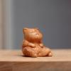 Cypress Wood Carving: Arrogant Cat Ornament – Cute Animal Design with Childlike Charm for Cultural Display
