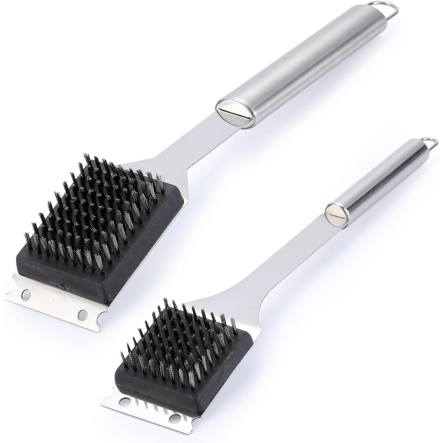 2 Pack Grill Brush and Scraper,16.5” 14” Wire BBQ Grill Brush for Outdoor Grill,304 Stainless Steel Cleaning Brush BBQ Grill Accessories,Safe Grill S