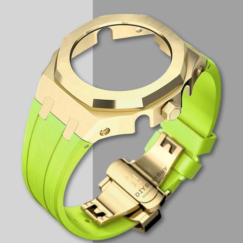 Ny Gen5 Casioak-fodral i rostfritt stål för G-Shock GA2100 Mod-kit Modifieringssats Metallram gummiband för GA2110 GAB2100