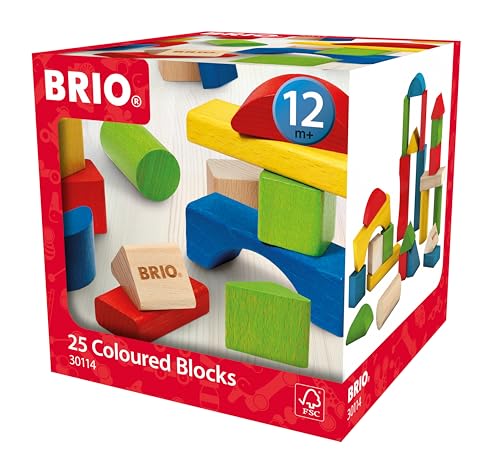 BRIO Color Blocks, 25 Pieces, 30114, for Ages 1+ [Toy, Wooden Toy, Gift (Birthday/Christmas)]
