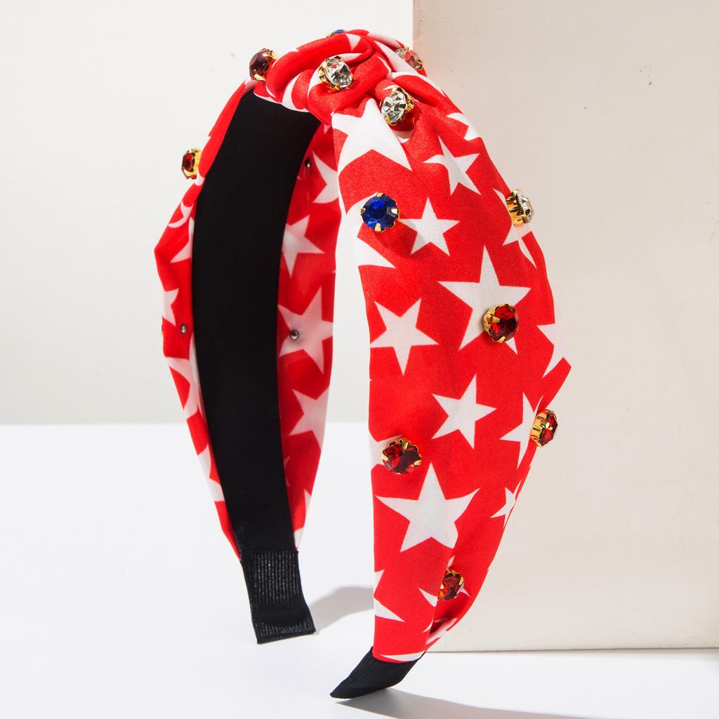 New Style Hairband Featuring Creative Five-pointed Star Pattern, with Striped Star Fabric Hair Accessory for The Head