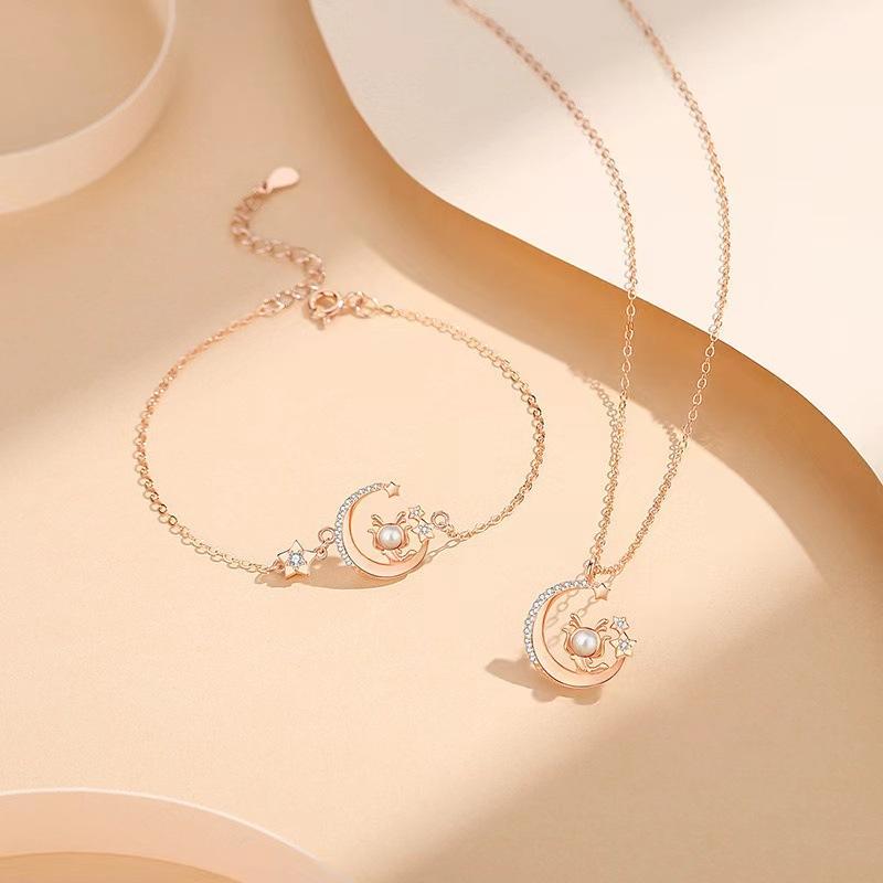 Star Moon Cute Dragon Necklace for Women Simple Star Moon Cute Dragon Pendant