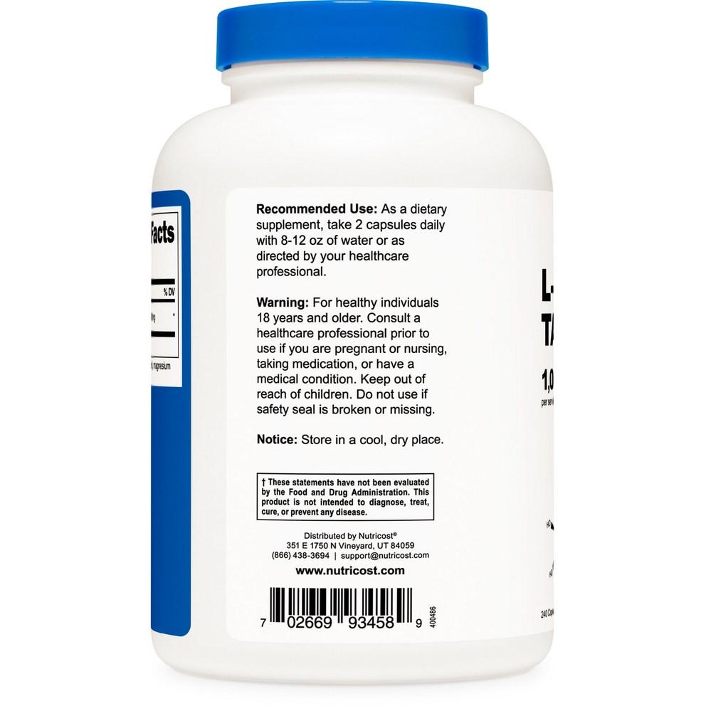 Nutricost L-Carnitine Tartrate 1000mg Capsules, 240 Count, 2 Pack