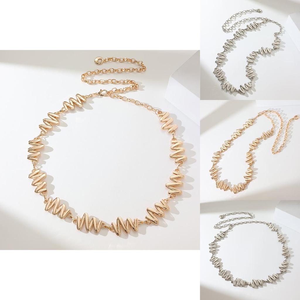 Elegant Gold Metal Waist Chain For Women With Carved Pattern And Durable Finish