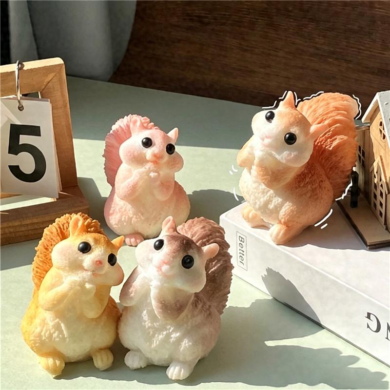 TPR Simulation Squirrel Squishy Toy Cute Animal Stress Relief Ornament Portable Squeeze Fidget Toy Calming ADHD Sensory Gift
